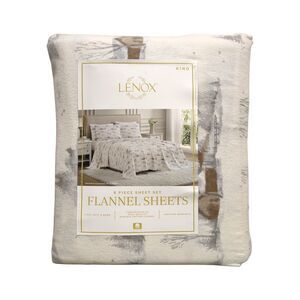 Lenox 6-Piece Soft & Warm 100% Cotton Flannel Sheet Set, King - Cottage